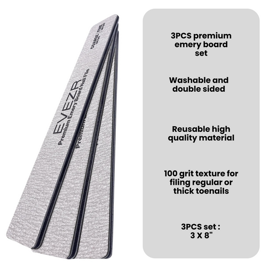 Evezr 3PCS Emery Board 100/180 Grit Set