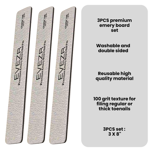 Evezr 3PCS Emery Board 100/180 Grit Set