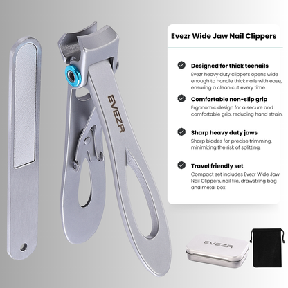 Evezr Wide Jaw Nail Clippers - Silver