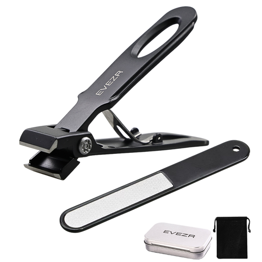 Evezr Grip-Pro Straight Edge Wide Jaw Nail Clippers - Black