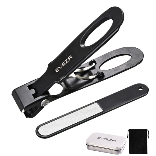 Evezr Grip-Pro Straight Edge Wide Jaw Nail Clippers - Black
