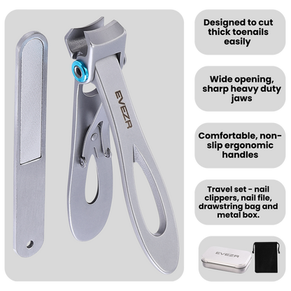 Evezr Wide Jaw Nail Clippers - Silver