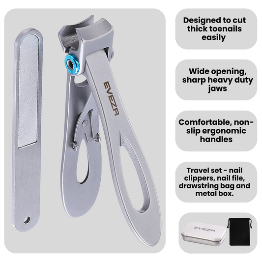 Evezr Wide Jaw Nail Clippers - Silver