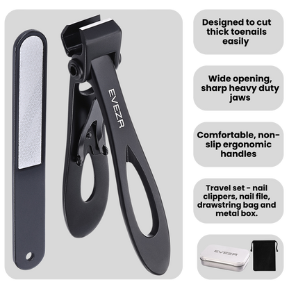 Evezr Straight Edge Wide Jaw Nail Clipper - Black