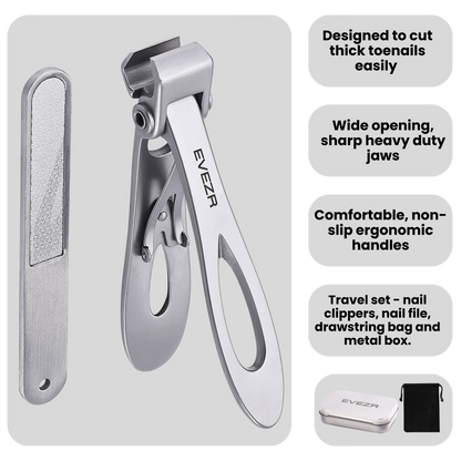 Evezr Straight Edge Wide Jaw Nail Clippers - Silver