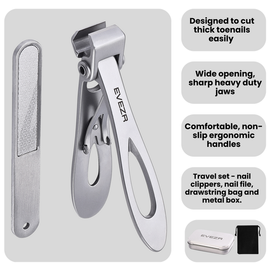 Evezr Straight Edge Wide Jaw Nail Clippers - Silver