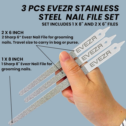 Evezr 3PCS Diamond Sharp 100 Grit Nail File Set