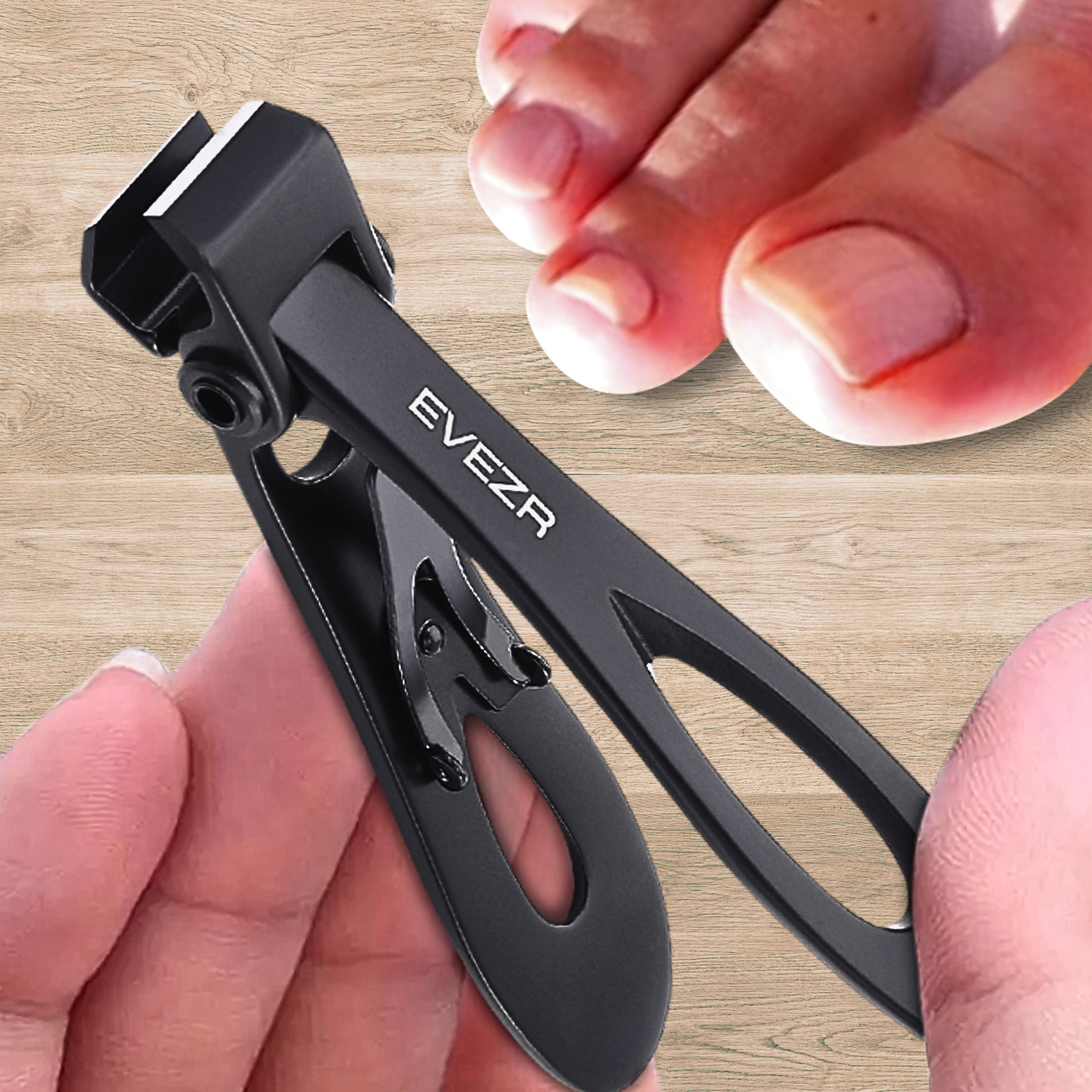 Evezr Straight Edge Wide Jaw Nail Clipper - Black