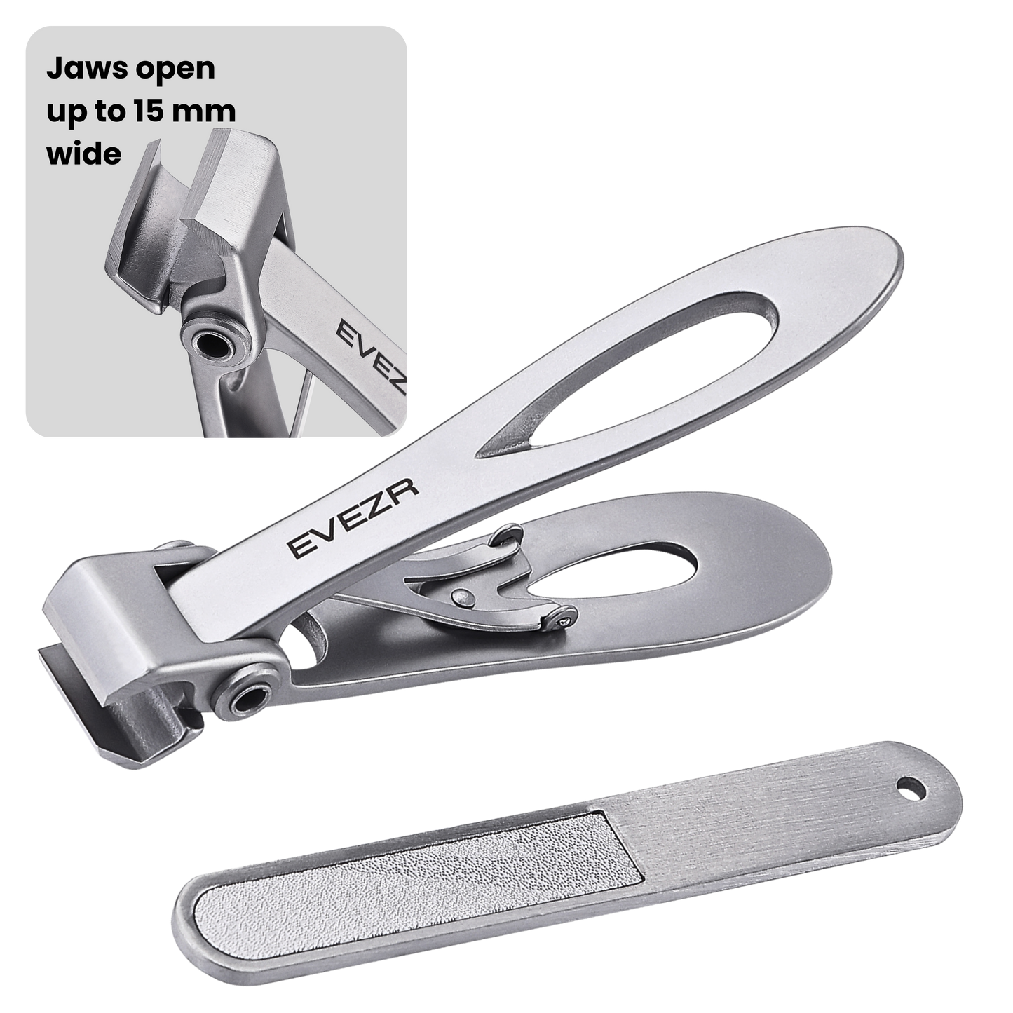 Evezr Straight Edge Wide Jaw Nail Clippers - Silver